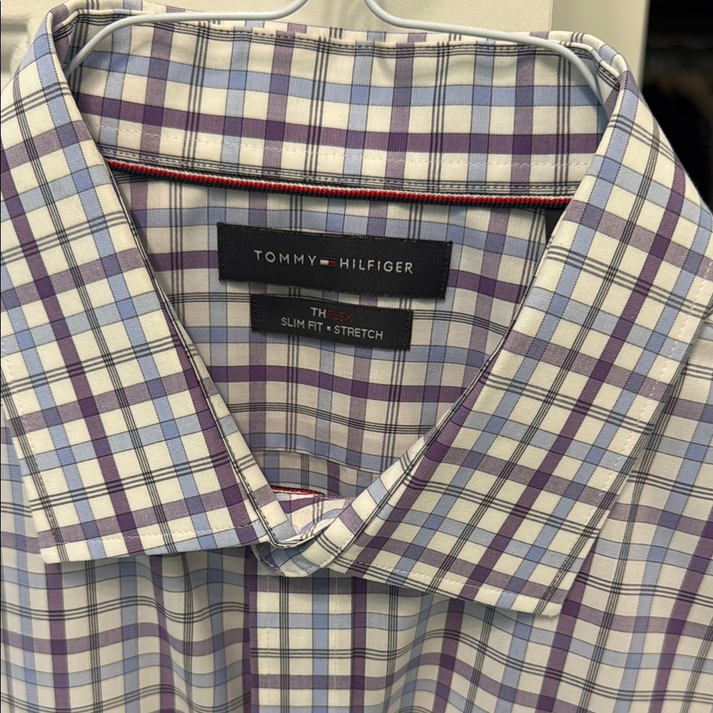 Tommy Hilfiger Purple and Blue Casual Button Down Shirt